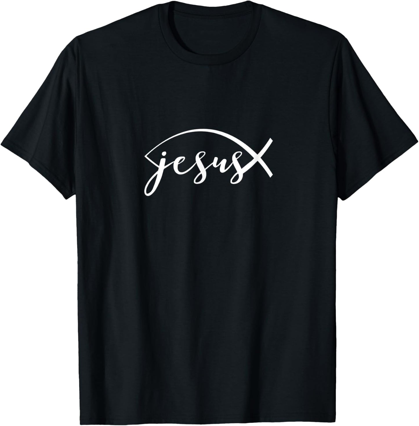 Jesus Fish Shape Design for Christian Believers T-Shirt - T-Shirt | Black