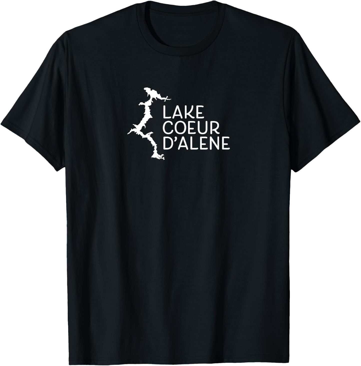 Idaho's Lake Coeur d'Alene (next to picture of lake) T-Shirt - T-Shirt | Black