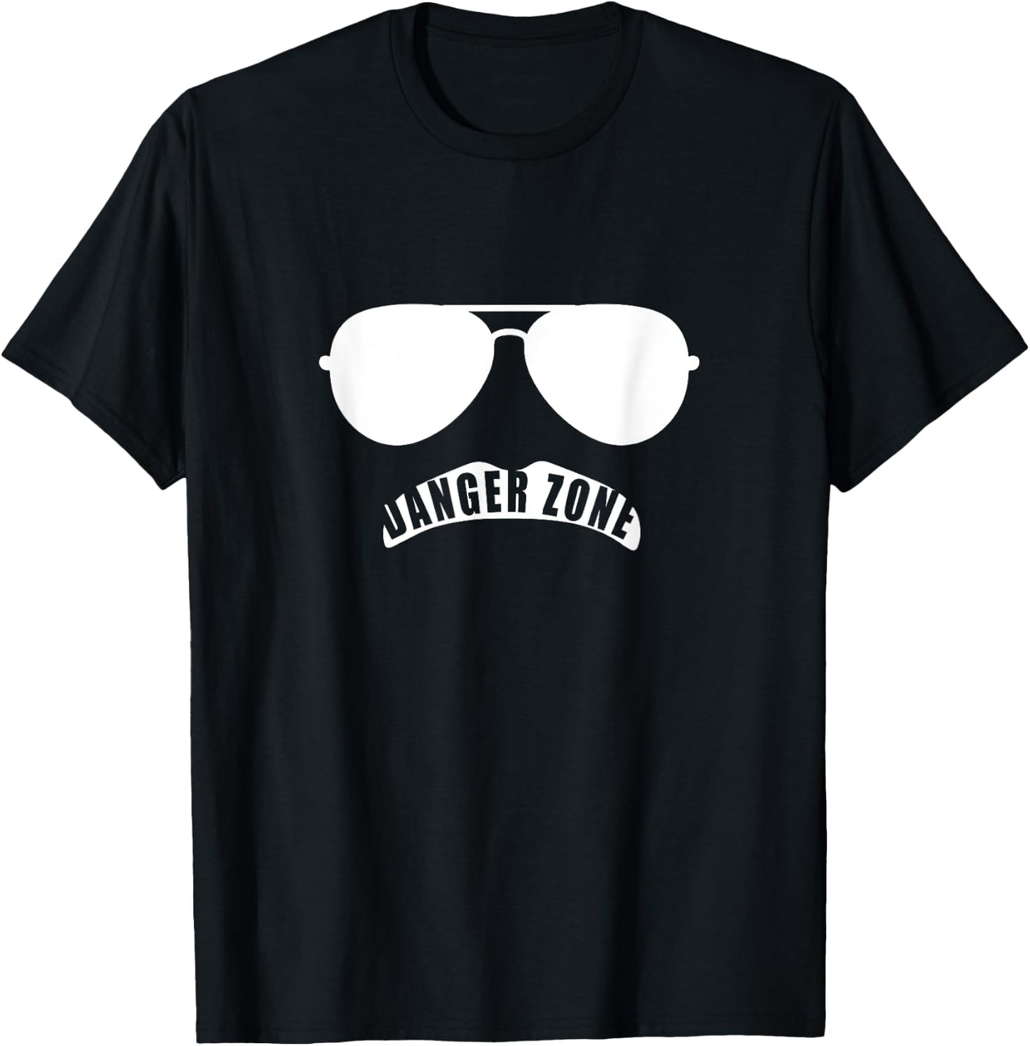 Danger Zone Funny Cute Sunglasses Mustache Aviator Jet T-Shirt - T-Shirt | Black