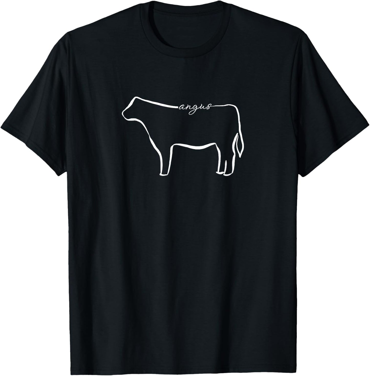 Angus Cow Line Art T-Shirt - T-Shirt | Black