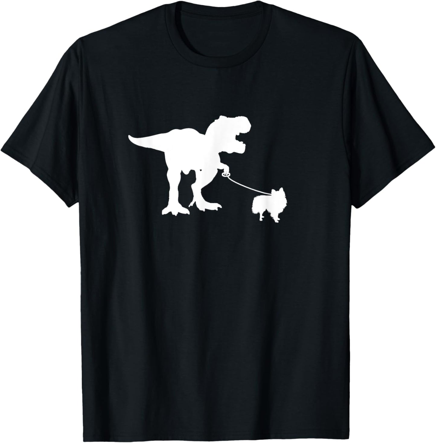 T-Rex Walking Pomeranian - Funny Dog Mom Dad Dinosaur Dino Men Women Kids T-Shirt - T-Shirt | Black
