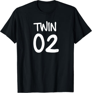 TWIN 1 and TWIN 2 shirts matching twin shirts adults & kids T-Shirt - T-Shirt | Black
