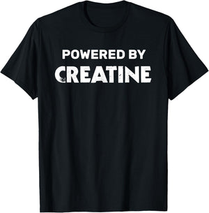 Fitness Bodybuilding Quotes Powered By Creatine - Men's Gym - Black - Small - Short Sleeve - - Classic Fit - Imported T-Shirt - T-Shirt | Black