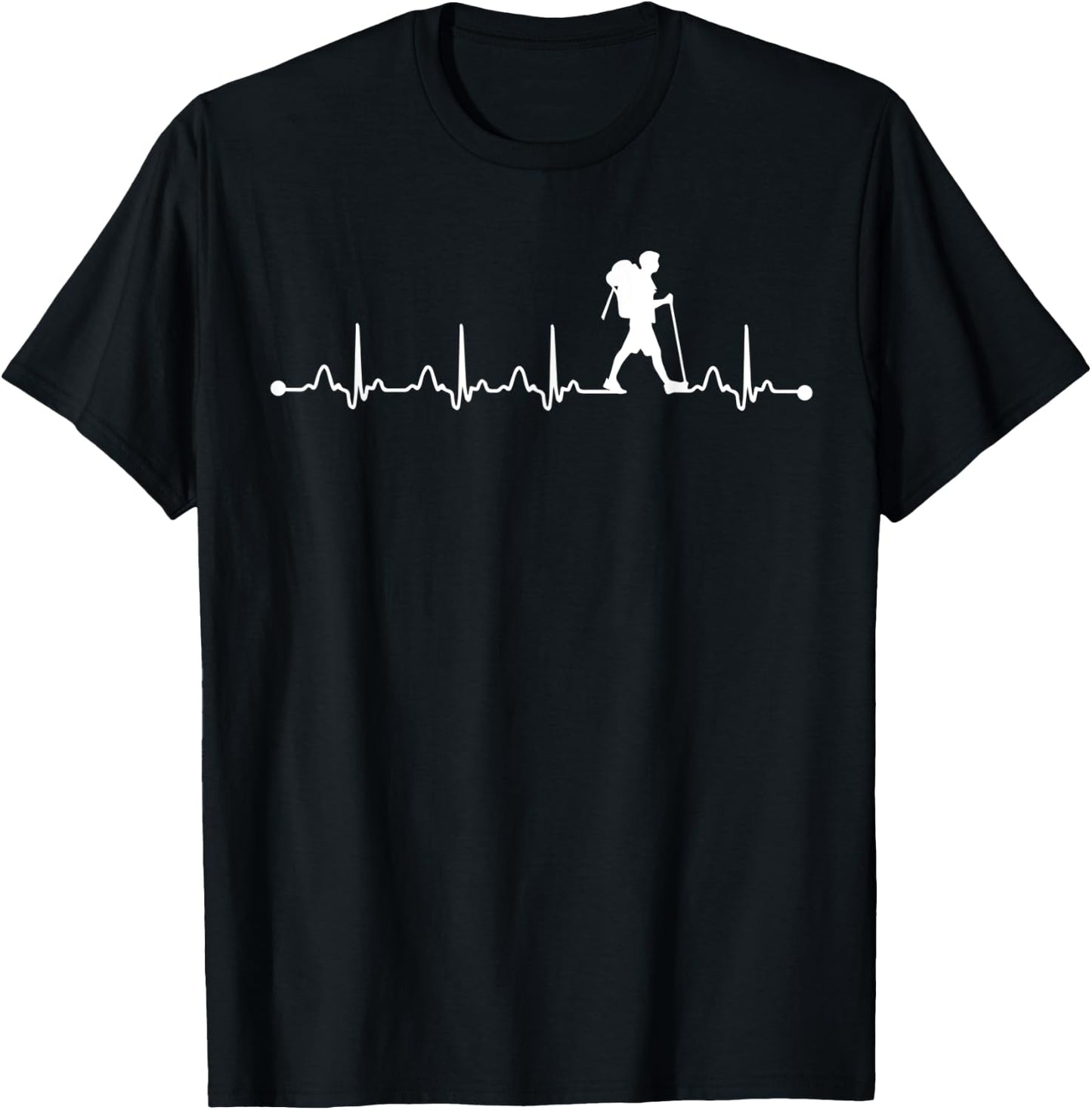 Heartbeat Hiking EKG Lover, Proud Hiker Gift T-Shirt - T-Shirt | Black