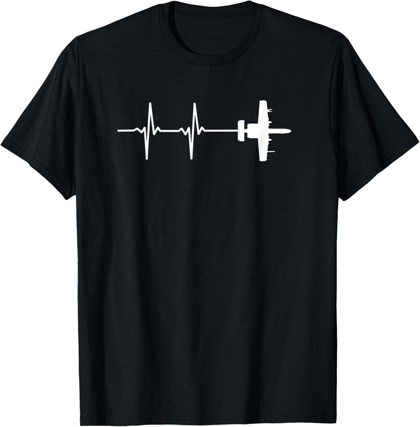 EKG Heartbeat A-10 Thunderbolt II Warthog Military Plane T-Shirt - T-Shirt | Black