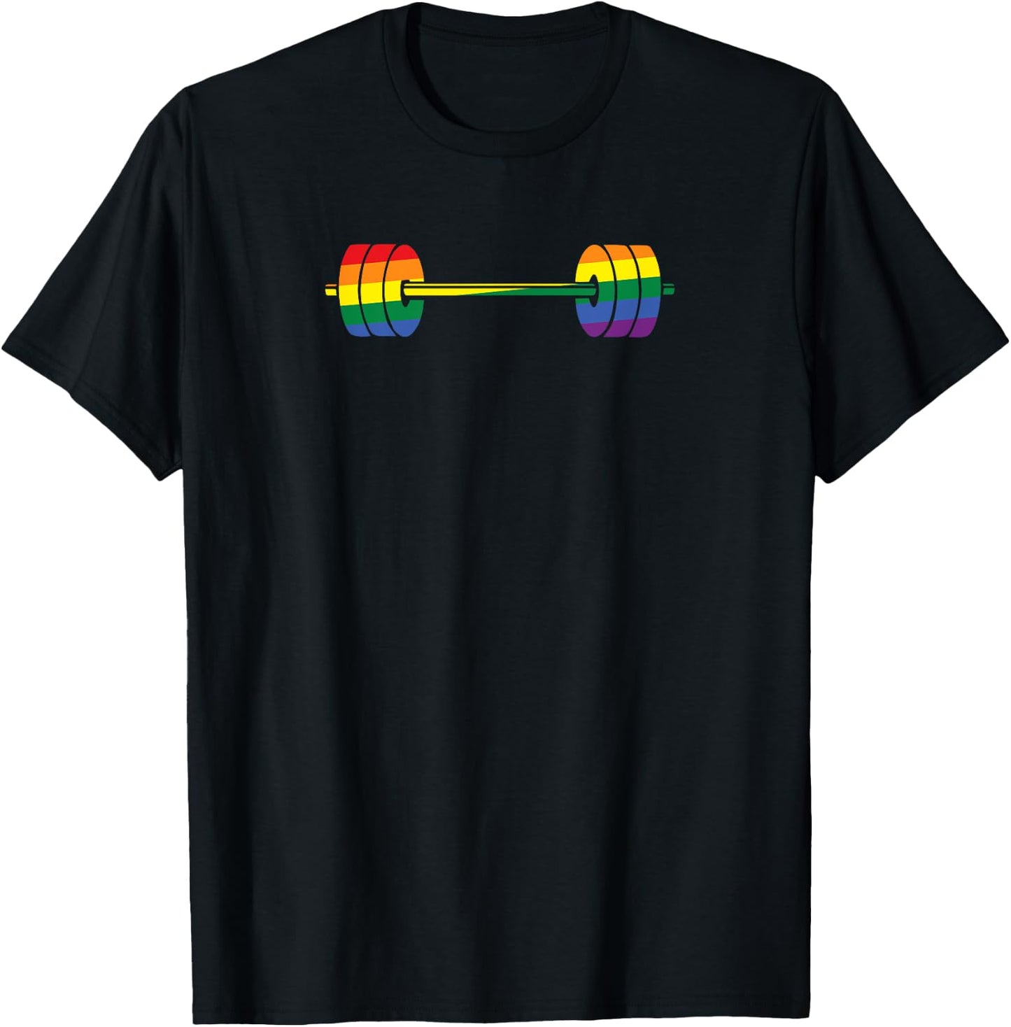 Gay Pride Rainbow Gym Lifting Barbell T-Shirt - T-Shirt | Black