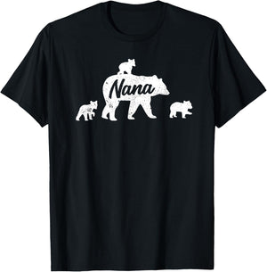 Vintage Nana Bear 3 Cubs Mother's Day T-Shirt - T-Shirt | Black