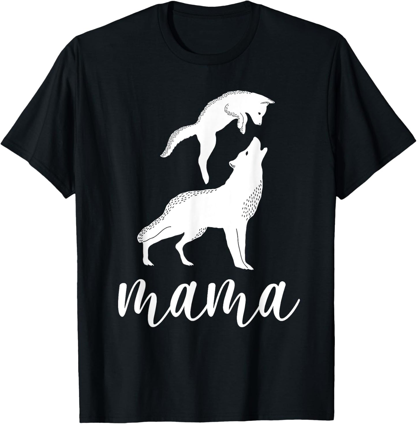 Mama Wolf & Baby Wolf Love Mom and Kids - Mothers Day T-Shirt - T-Shirt | Black