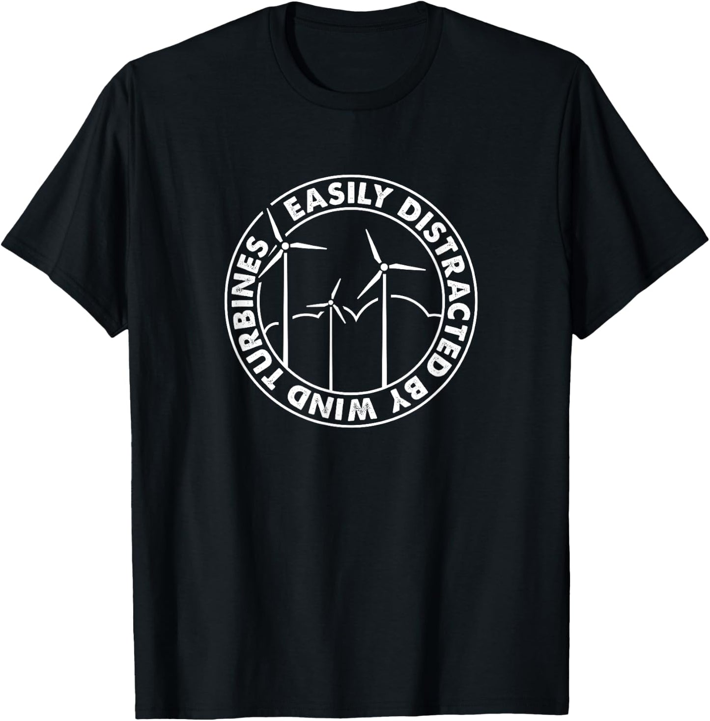 Easily Distracted By Wind Turbines, Wind Turbine Technician T-Shirt - T-Shirt | Black