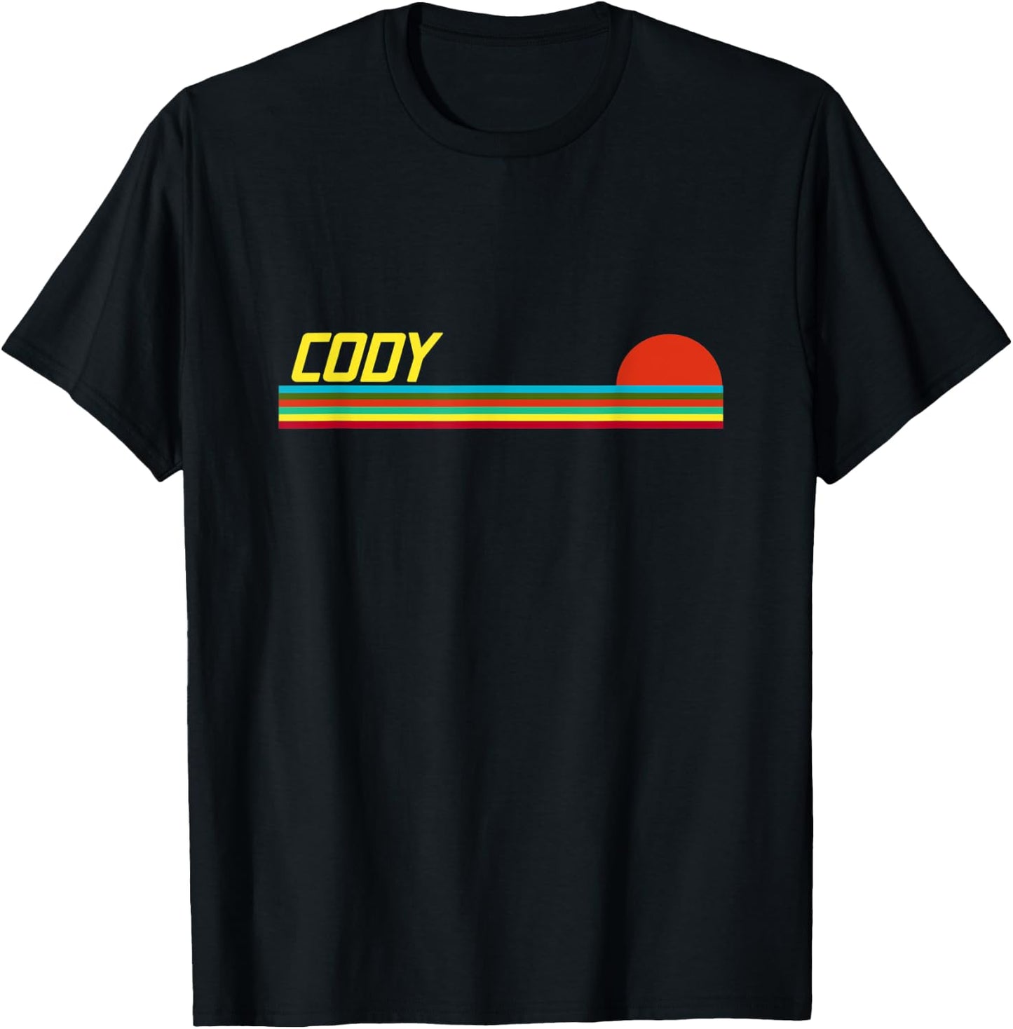 Cody First Name Logo Retro Sunset Surfer Style Cody T-Shirt - T-Shirt | Black