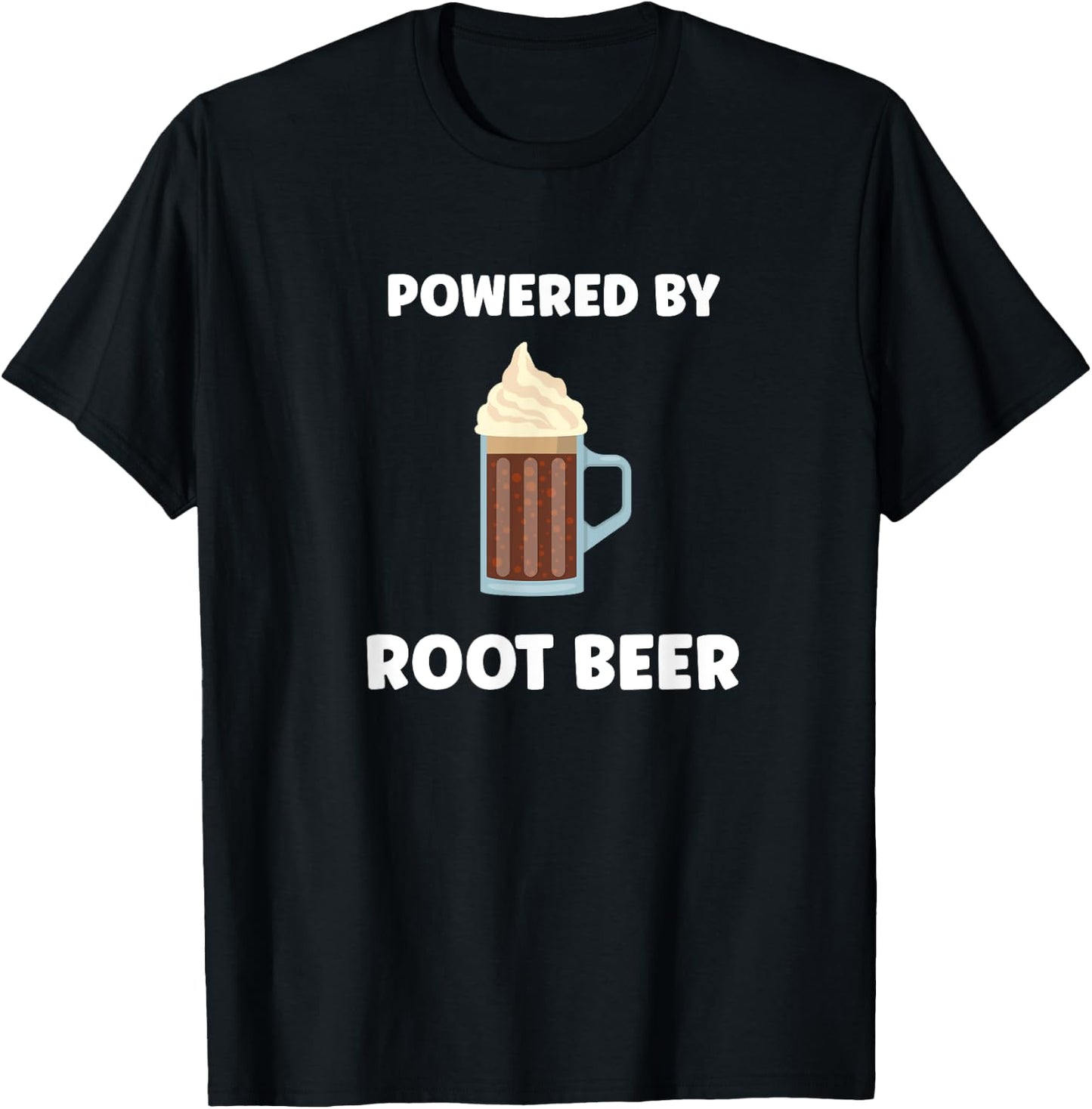 Funny Powered By Root Beer T-Shirt - T-Shirt | Black
