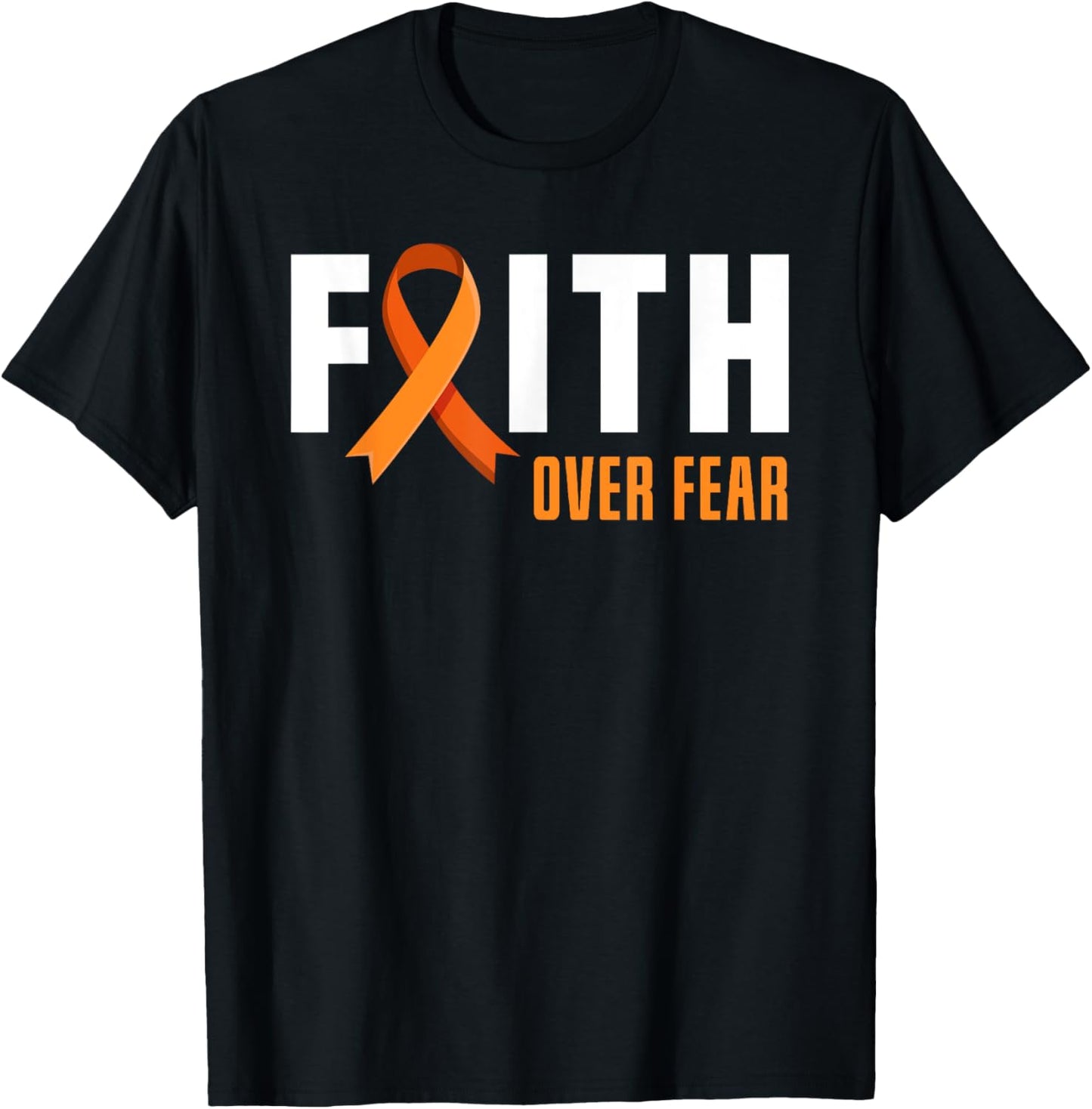 Leukemia Warrior Faith Fear God Leukemia Cancer Awareness T-Shirt - T-Shirt | Black