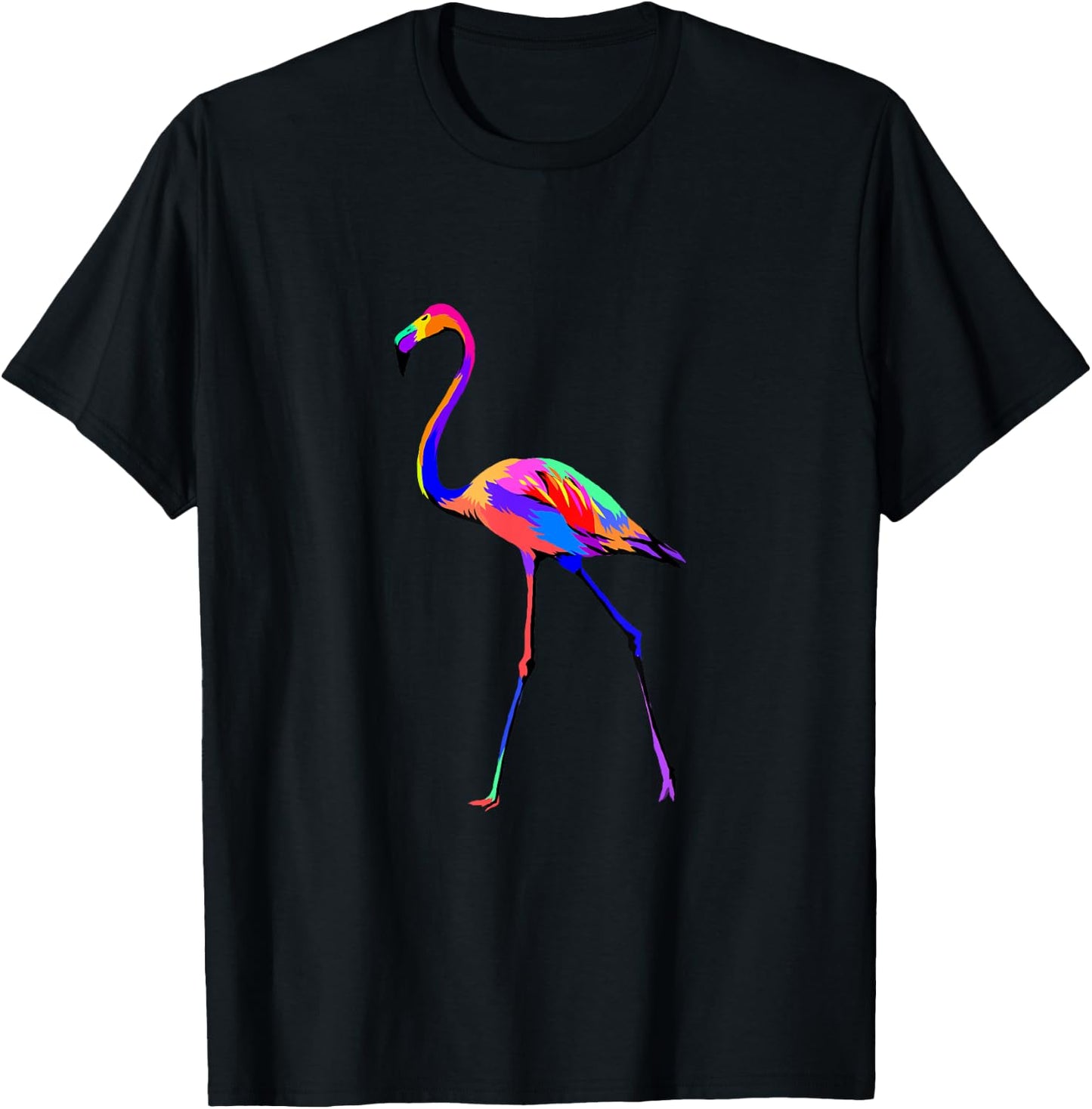Pop Art Flamingo Shirt Colorful Animal Bird Lover Birder T-Shirt - T-Shirt | Black