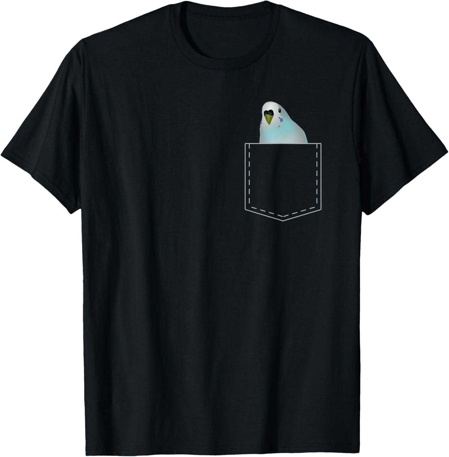 Cute Pocket Budgie T Shirt Parakeet Parrot Lover Gift T-Shirt - T-Shirt | Black