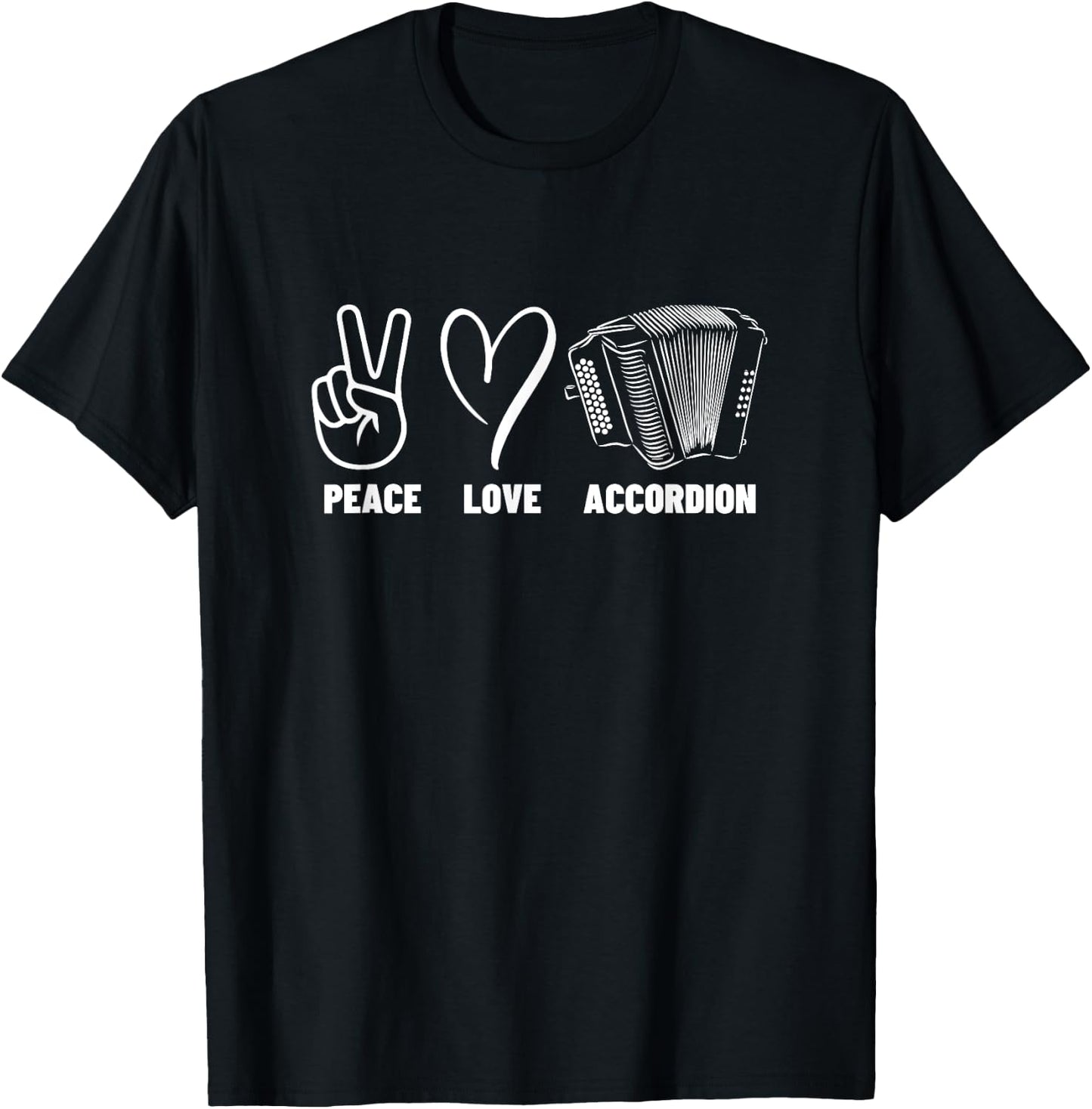 Accordionist Peace Love Accordion Men Women Accordion Player T-Shirt - T-Shirt | Black