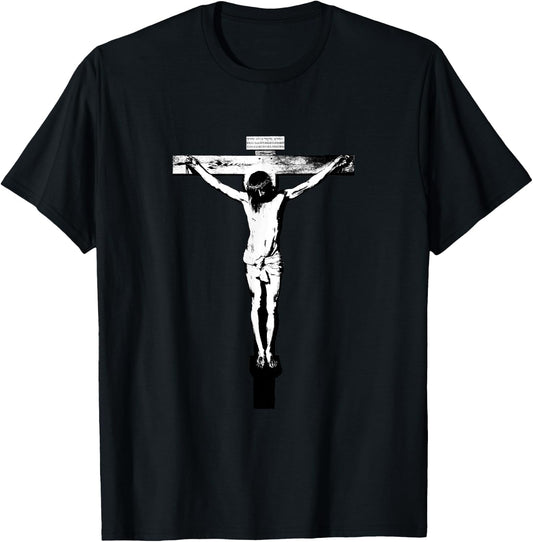 Catholic Crucified Jesus Christ black and white T-Shirt - T-Shirt | Black