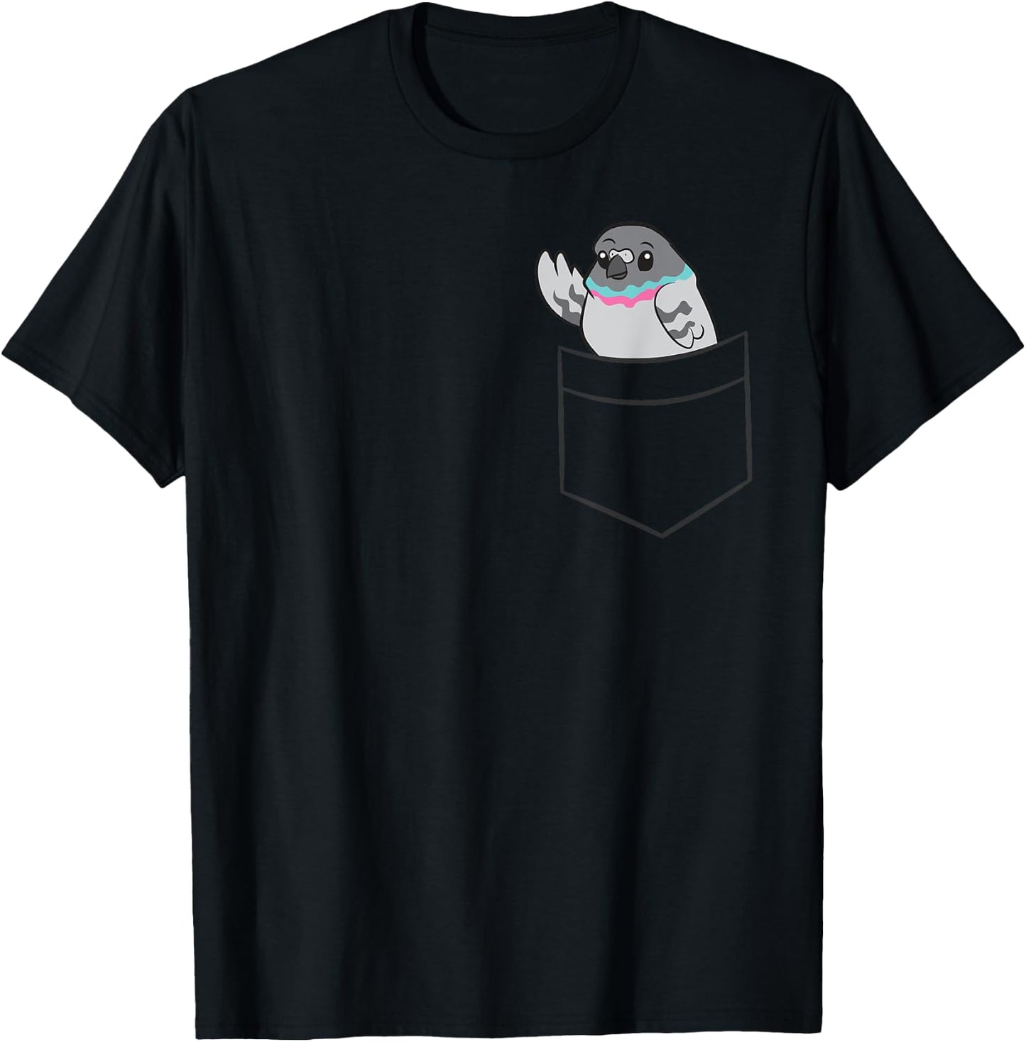 Pigeon Lover Pigeon In a Pocket T-Shirt - T-Shirt | Black
