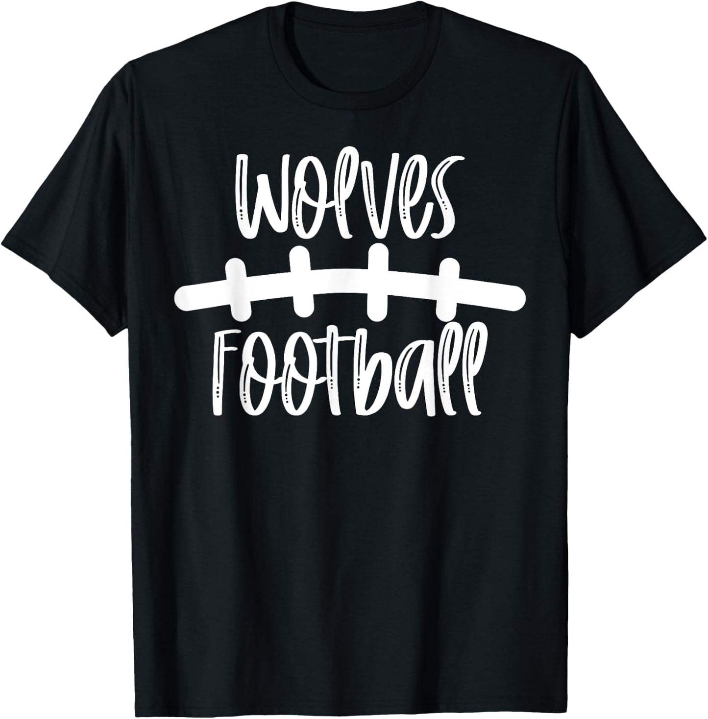 Wolves Football School Spirit Team Mascot Game Night T-Shirt - T-Shirt | Black