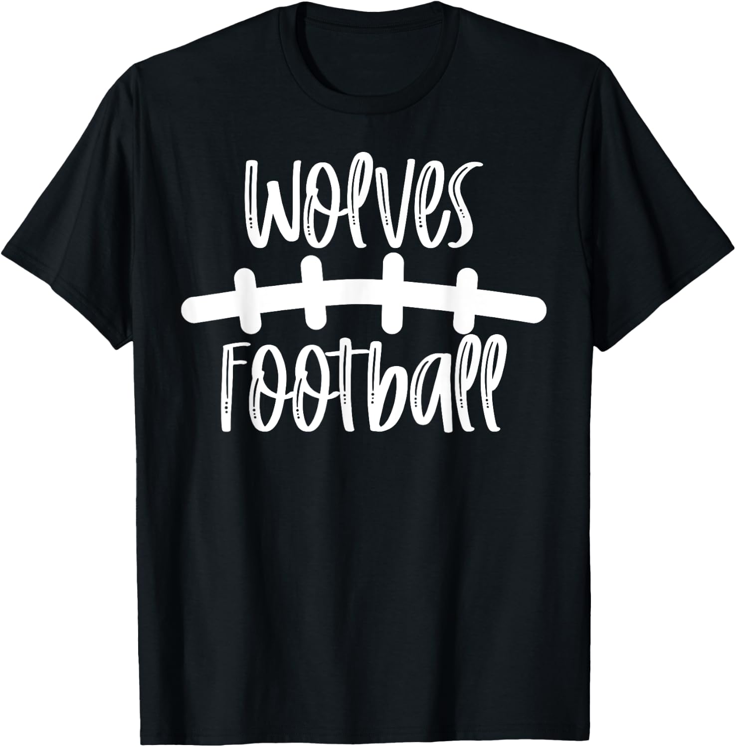 Wolves Football School Spirit Team Mascot Game Night T-Shirt - T-Shirt | Black