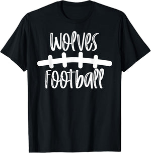 Wolves Football School Spirit Team Mascot Game Night T-Shirt - T-Shirt | Black