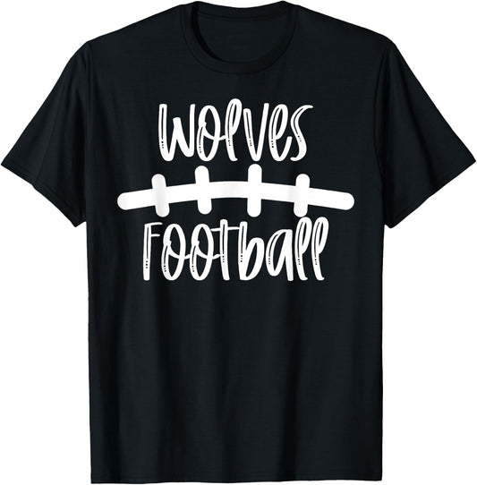 Wolves Football School Spirit Team Mascot Game Night T-Shirt - T-Shirt | Black