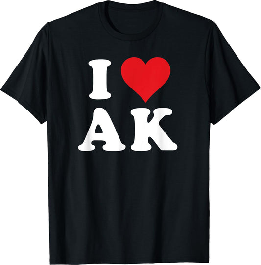 I Heart AK Initials I Love A.K. First And Last Name A K T-Shirt - T-Shirt | Black