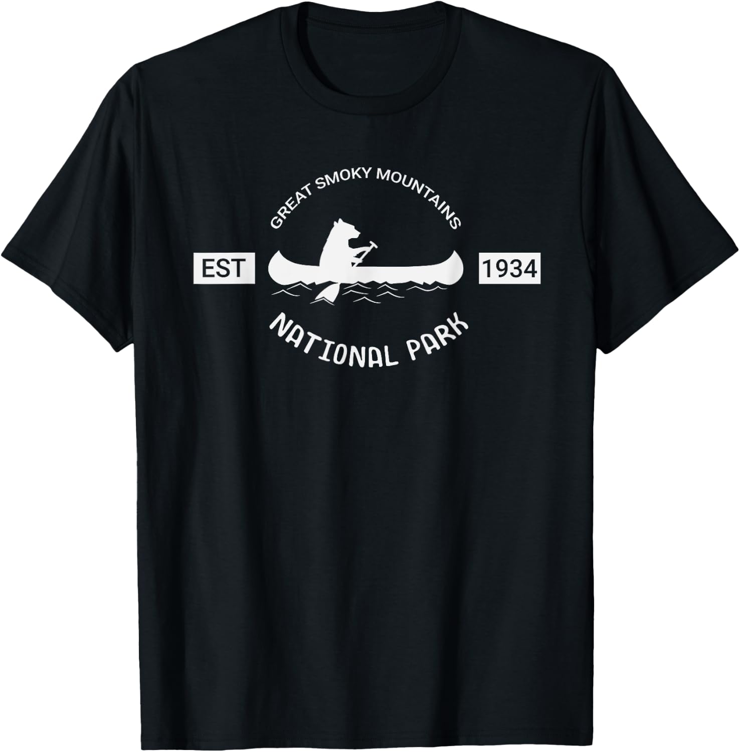 Tennessee Great Smoky Mountains National Park Bear Canoe T-Shirt - T-Shirt | Black