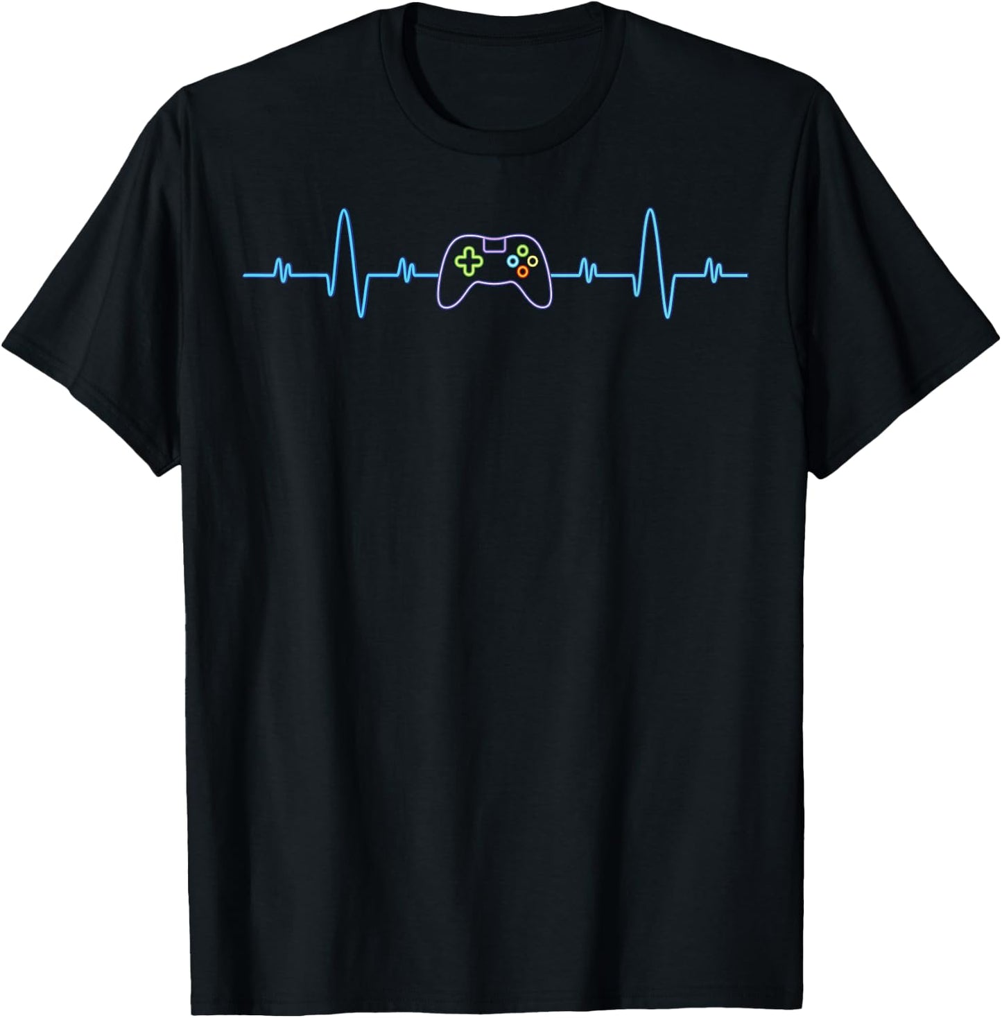 Funny Video Gamer Heartbeat Video Gamer Geek Nerd Boys Gifts T-Shirt - T-Shirt | Black