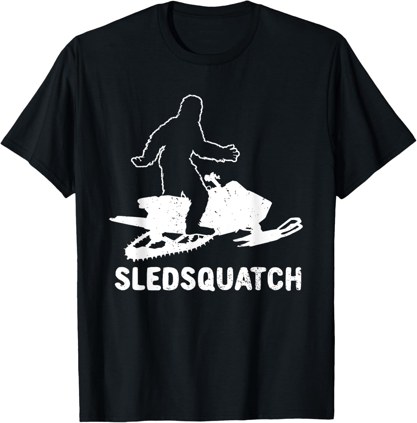 Bigfoot Snowmobile Riding Sasquatch Snowmobiling Racing T-Shirt - T-Shirt | Black