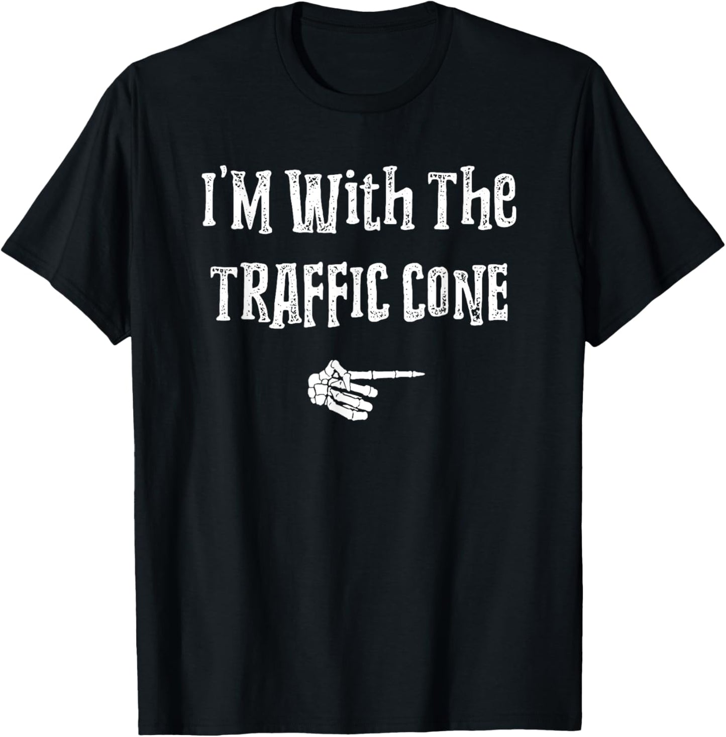 I'm With Traffic Cone Halloween Costume Couples Matching T-Shirt - T-Shirt | Black