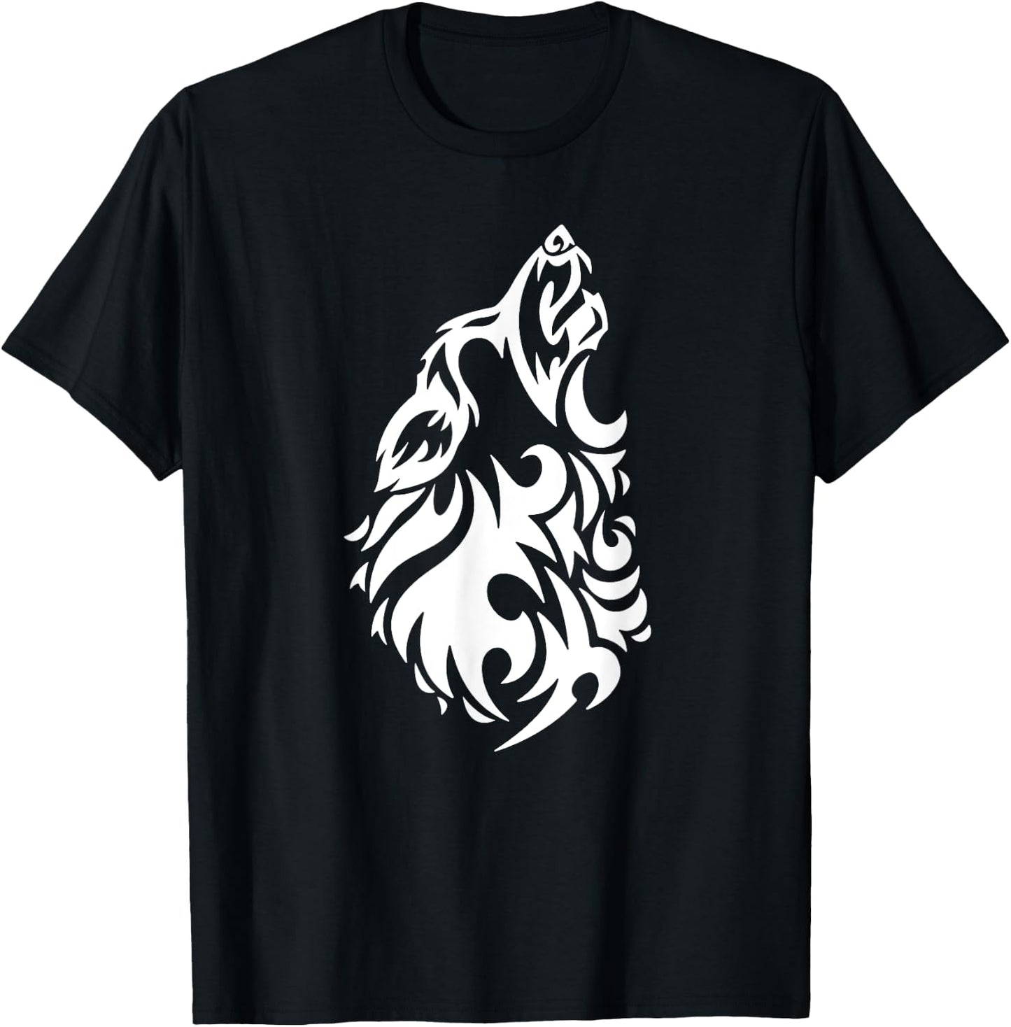 Wolf - Cool Tribal Dog Head Pup Howling Men Women Girls Kids T-Shirt - T-Shirt | Black