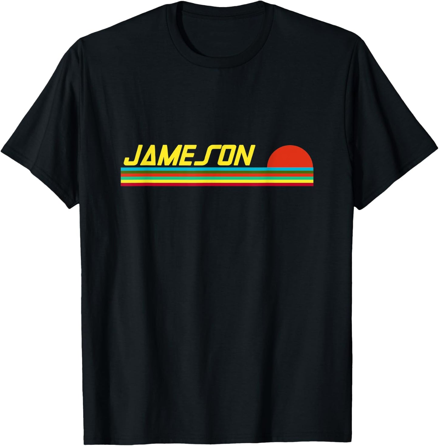 Jameson First Name Logo Retro Sunset Surfer Style Jameson T-Shirt - T-Shirt | Black