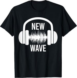 New Wave Headphone Music Graphic Design T-Shirt - T-Shirt | Black