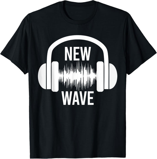 New Wave Headphone Music Graphic Design T-Shirt - T-Shirt | Black