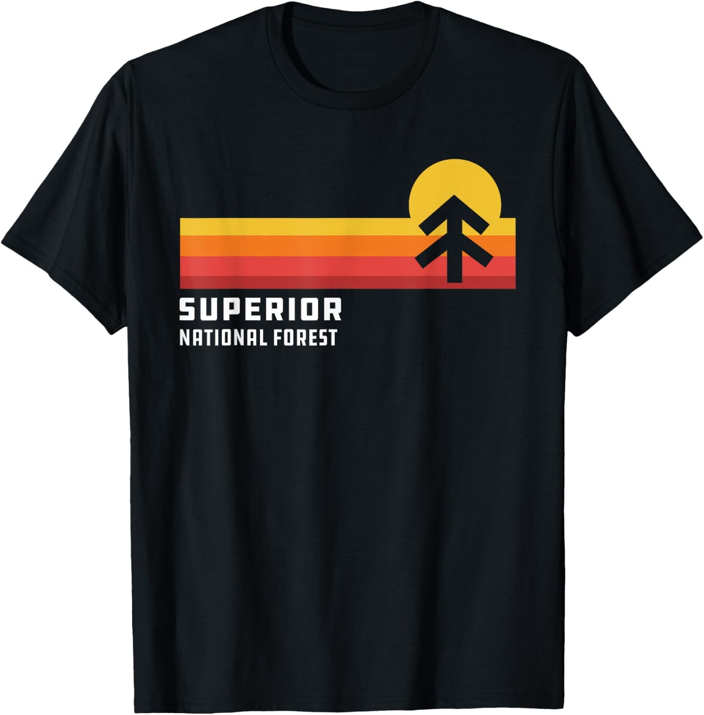 Retro Sunset Superior National Forest Ely Minnesota T-Shirt - T-Shirt | Black