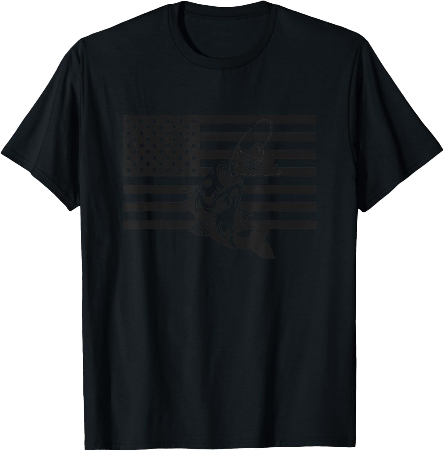 American Flag Fishing Apparel - Fishing T-Shirt - T-Shirt | Black