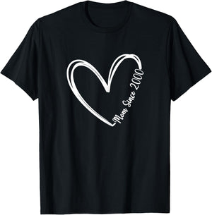 Mom Since 2000 Heart for Mom, Mother Day Women T-Shirt - T-Shirt | Black
