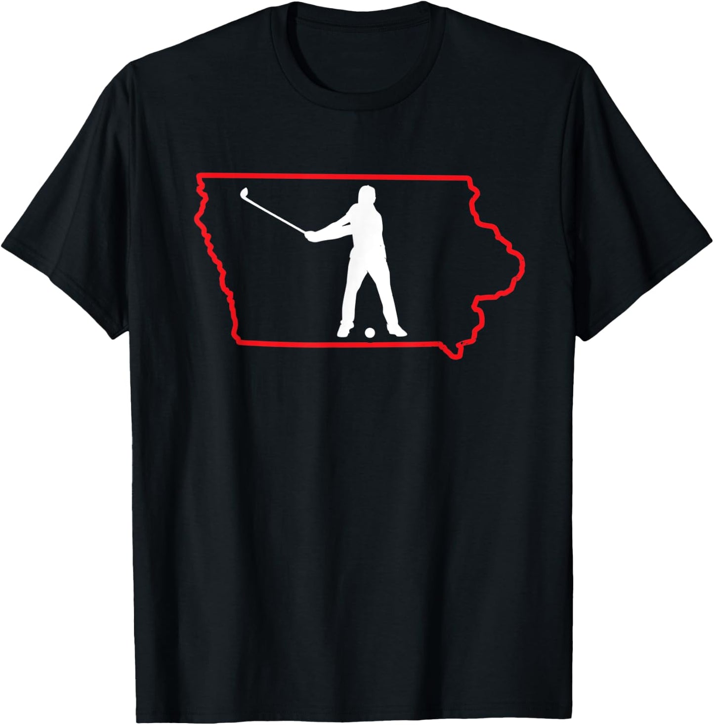 Iowa Golfer Iowa Map State Golf Player Golf Lover Golfing T-Shirt - T-Shirt | Black