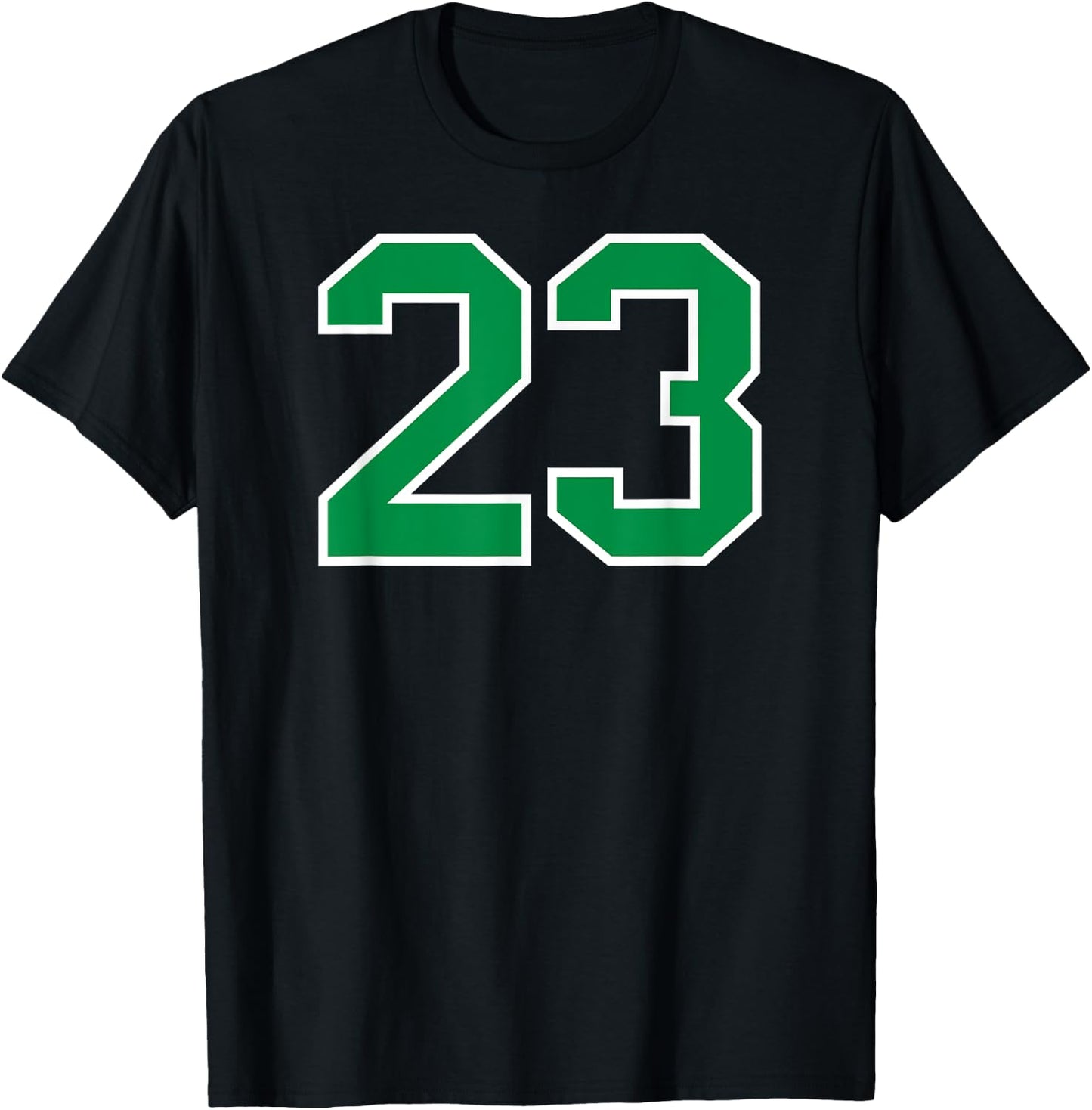Number #23 Sport White Green Varsity Number T-Shirt - T-Shirt | Black