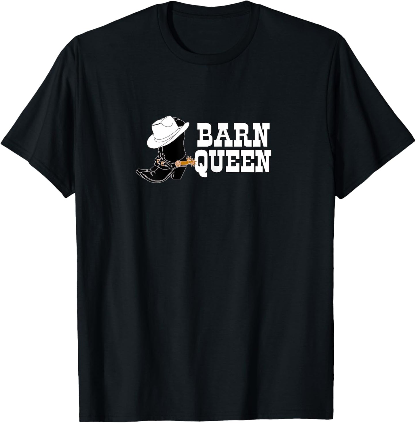 Horse lover Cowgirl shirt "BARN QUEEN" with Boot, Hat. white T-Shirt - T-Shirt | Black