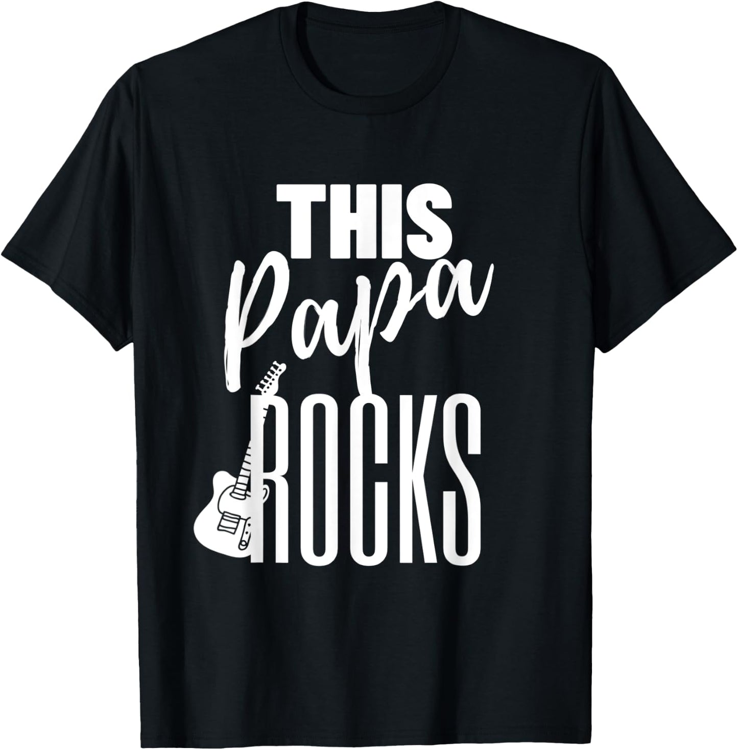 This Papa Rocks Guitar Player Rock n Roll - Guitar T-Shirt - T-Shirt | Black