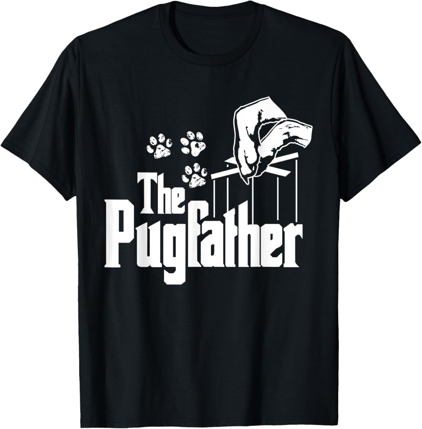 Pug-father Dog Dad Puppy Paw Print Funny Animal Fathers-Day T-Shirt - T-Shirt | Black