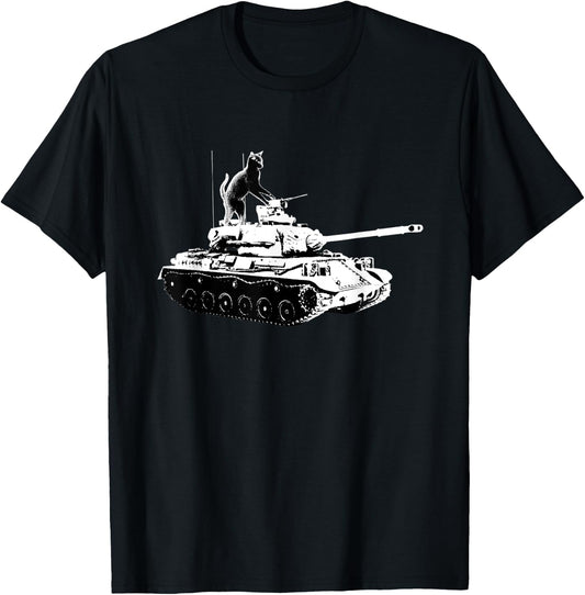 Army Tank Cat Military Funny Kitty Cat Pet Lovers Men Women T-Shirt - T-Shirt | Black