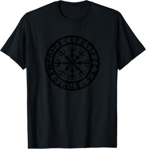 HELM OF AWE Aegishjalmur Protection Symbol Runes T-Shirt - T-Shirt | Black