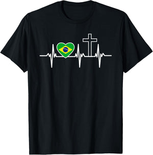 A Heart For Jesus And Brazil - Christian Clothing T-Shirt - T-Shirt | Black