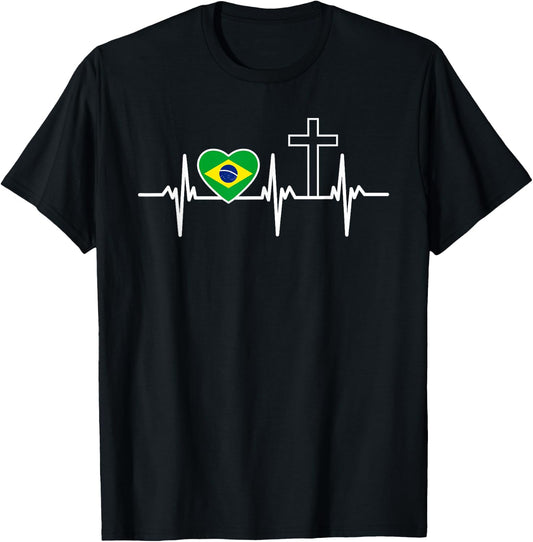 A Heart For Jesus And Brazil - Christian Clothing T-Shirt - T-Shirt | Black