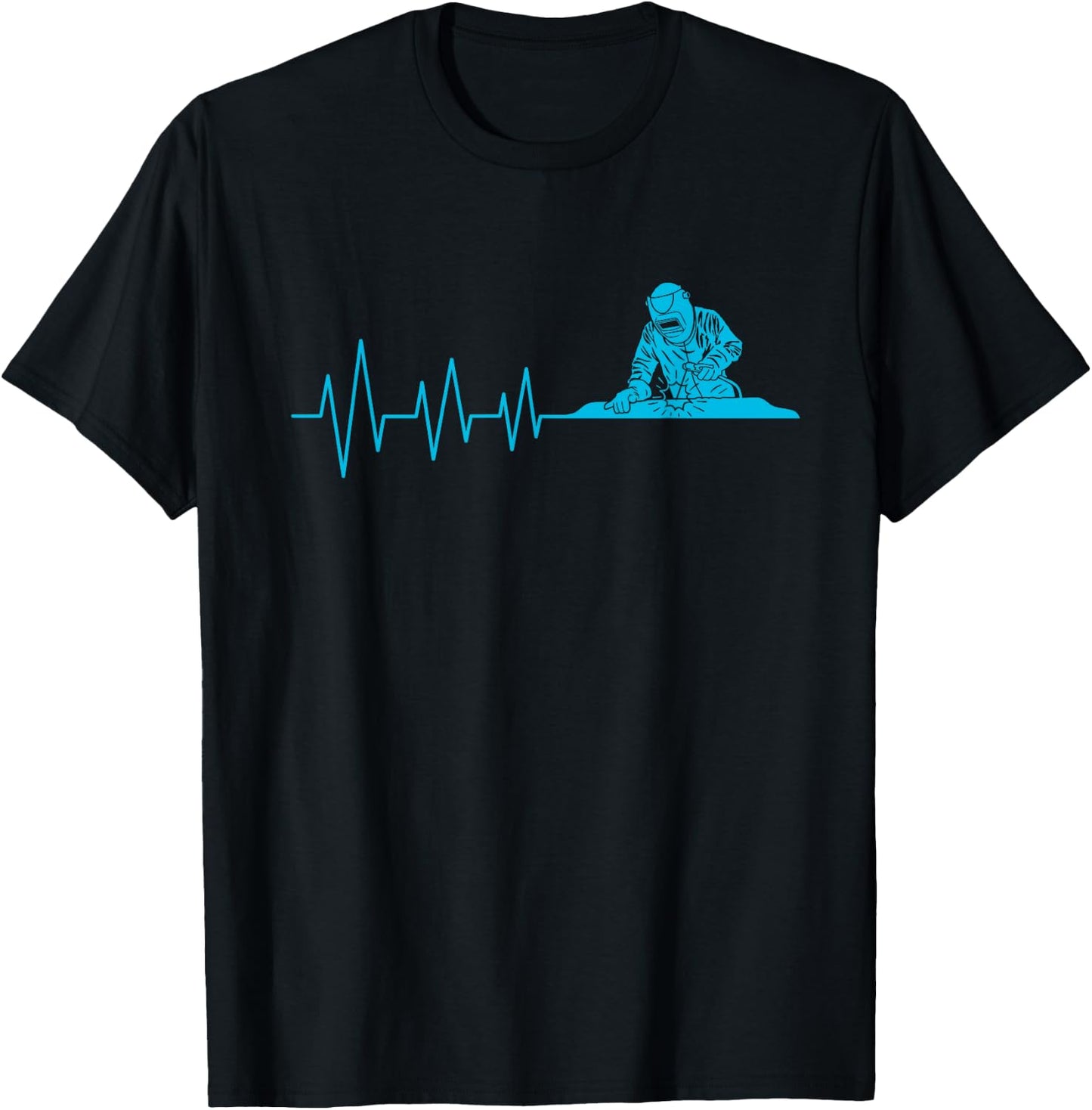 Welder Heartbeat Funny Metalworker Welding Welders Gift Men T-Shirt - T-Shirt | Black