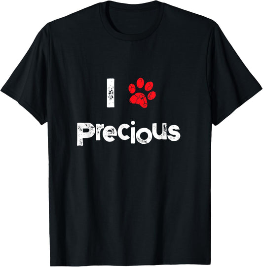 Cute Dog Name Precious Pet Puppy Dog Paw Lover Quote Gift Women Girls Kids T-Shirt - T-Shirt | Black