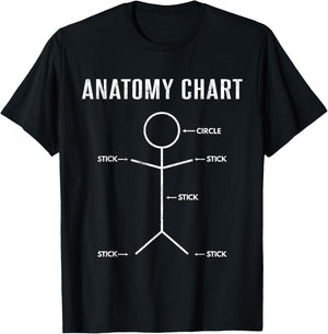 Anatomy Chart Funny Medical School Students Graphic T-Shirt - T-Shirt | Black