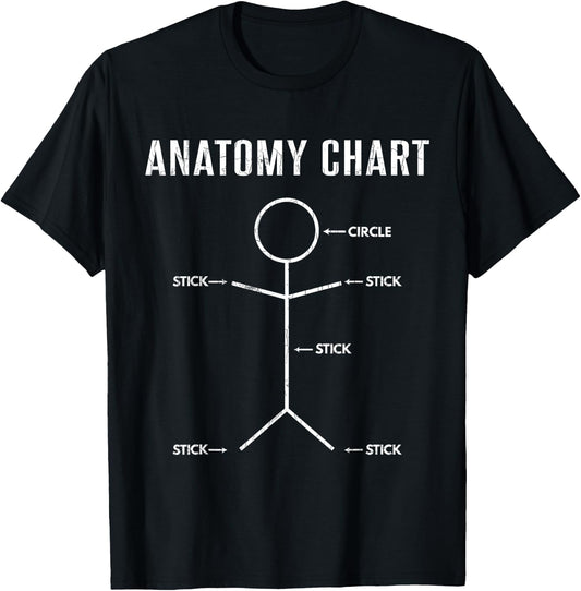 Anatomy Chart Funny Medical School Students Graphic T-Shirt - T-Shirt | Black